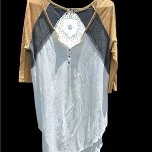 We The Free Multicolor Raglan Blouse